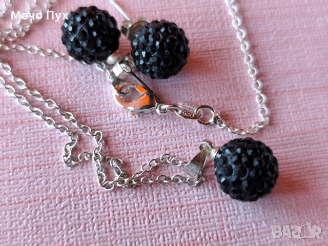 Сребърен Комплект - Синджир и обеци (39), снимка 3 - Бижутерийни комплекти - 52107333