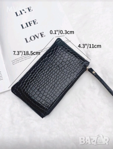 Нов малък несесер за чанта черен лакиран, снимка 3 - Портфейли, портмонета - 52777371