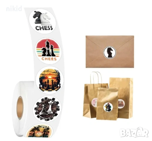 100 бр Шах Мат Шахматни фигурки малки самозалепващи лепенки стикери за ръчна изработка за подарък, снимка 2 - Други - 53979060