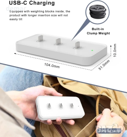 USB-C зарядна станция за устройства с USB-C, зарежда до 3 устройства, бяла, снимка 5 - Друга електроника - 51192699