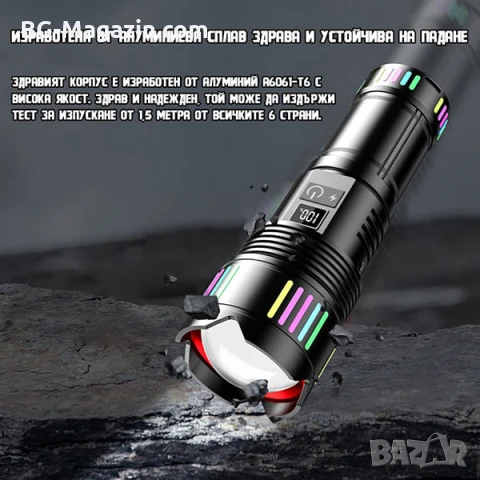 Далекобоен мощен фенер прожектор LED лазерен диод USB зареждане Power Bank за лов риболов къмпинг, снимка 2 - Къмпинг осветление - 51017313