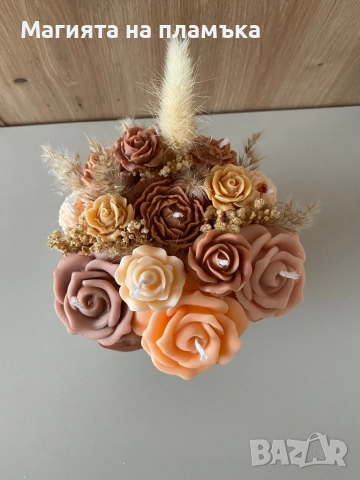 Букети от ароматизирани соеви свещи, снимка 3 - Изкуствени цветя - 52570773