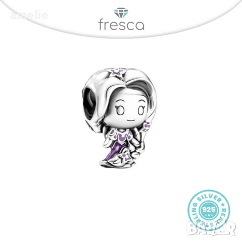 Талисман Fresca по модел тип Pandora Пандора сребро 925 Disney Princess Rapunzel Рапунцел, снимка 1 - Гривни - 39578384