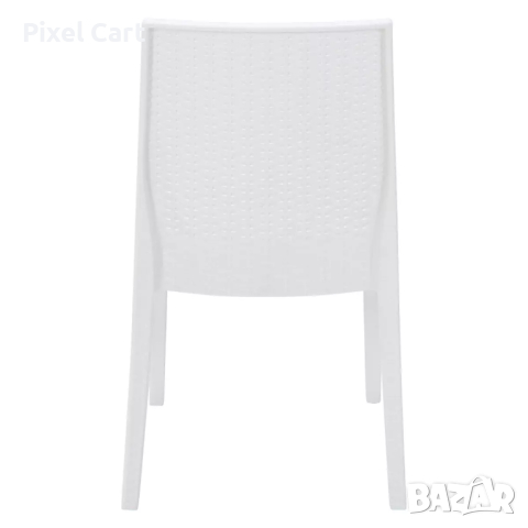Градински стол от полипропилен с плетен дизайн - Бял, снимка 4 - Столове - 44962849