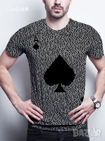 Мъжка тениска с къс ръкав,геометричен 3D принт с дизайн на Асо Пика, снимка 2 - Тениски - 45732580