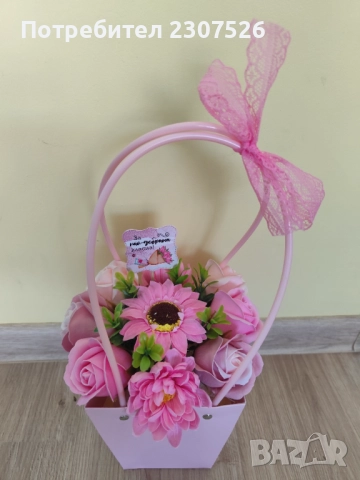 Кошнички с цветя, снимка 7 - Изкуствени цветя - 51584224