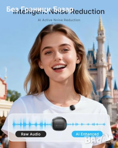 Нов Безжичен лавалиерен микрофон 200м AI шумопотискане 48kHz за TikTok, снимка 6 - Микрофони - 53010668
