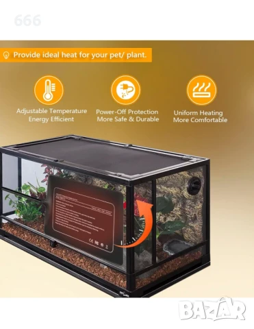 Нагревателна подложка за влечуги с регулиране на температурата, FIPASEN 8x12 инча,, снимка 8 - Други стоки за дома - 51360146