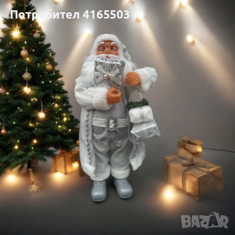 Дядо Коледа в сребристо – празнична фигура, която носи магия и уют у дома 70 см, снимка 4 - Декорация за дома - 52671119