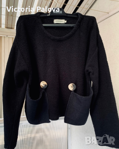 Дизайнерска блуза кроп GRIZAS , снимка 4 - Блузи с дълъг ръкав и пуловери - 44958953