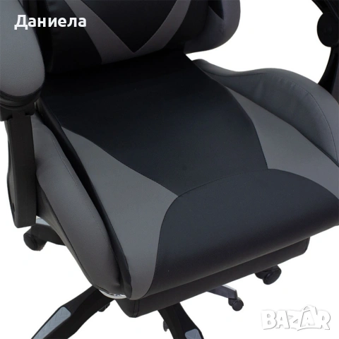 Геймърски стол с релакс механизъм, прибираща се поставка за крака и еко материал, снимка 15 - Столове - 53891679