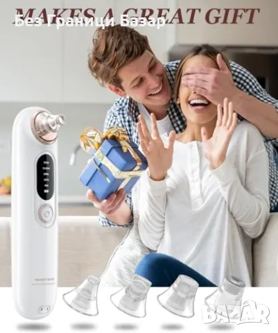 Нов уред лице Вакуум за черни точки – 5 режима, 4 накрайника, зарядна стойка, снимка 6 - Други - 49743132