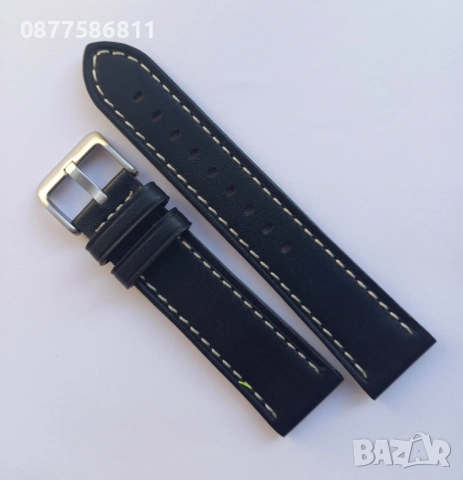 НОВА КАФЯВА КОЖЕНА КАИШКА ОБШИТА С БЯЛ ШЕВ/КОНЕЦ. ЛУКСОЗНИ КОЖЕНИ КАИШКИ ЗА ЧАСОВНИЦИ С БЯЛ ТИГЕЛ., снимка 11 - Каишки за часовници - 51612183