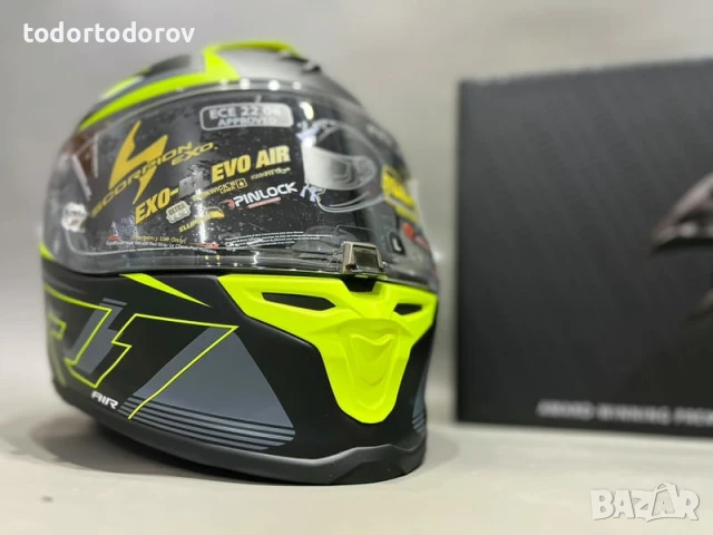 Мото Каска за мотор SCORPION EXO-R1 EVO AIR GAZ MAT NEON,2 визьора, снимка 2 - Аксесоари и консумативи - 51151444