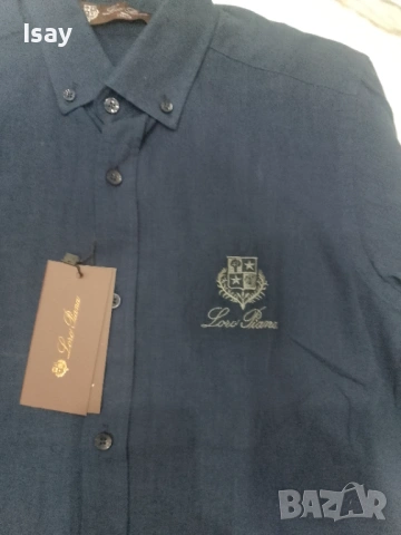 Мъжка риза ЛОРО ПИАНА в тъмно син цвят, снимка 4 - Ризи - 53918928