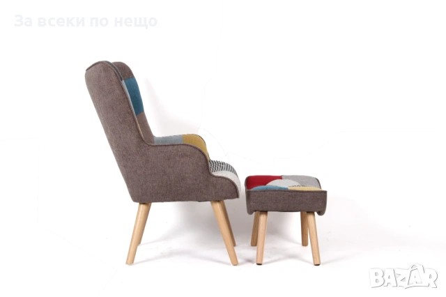 Фотьойл FRANK с табуретка пачуърк Код P1973, снимка 4 - Дивани и мека мебел - 53926859