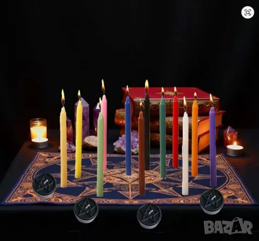 Свещи за ритуали, заклинания и магия 12 бр. цветни, снимка 5 - Други - 50404292