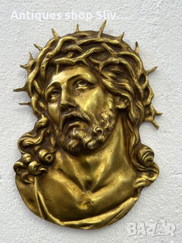 Бронзов барелеф на Исус Христос. №5552, снимка 3 - Антикварни и старинни предмети - 46387780