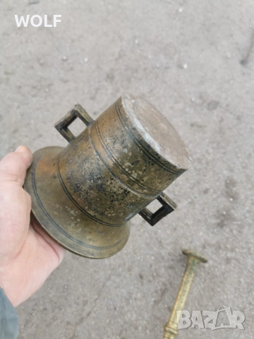 19в Стар Медицински хаван 1.910кг от Бронз, снимка 11 - Антикварни и старинни предмети - 52940569