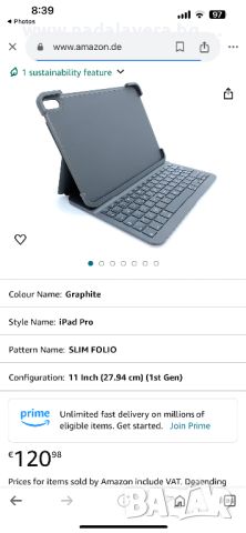 Калъф с клавиатура за iPad Pro-12.inch 3/4gen  Logitech Slim Folio Pro, снимка 7 - Калъфи, кейсове - 46581527