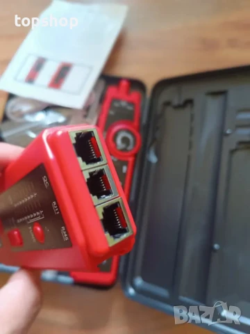 Тестер за мрежови, LAN и телефонни кабели и за отворена верига + батерии U568, снимка 5 - Куфари с инструменти - 50493416