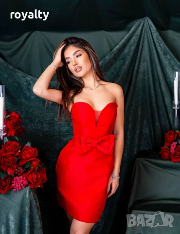 Къса Червена Дамска Рокля , снимка 6 - Рокли - 52884813