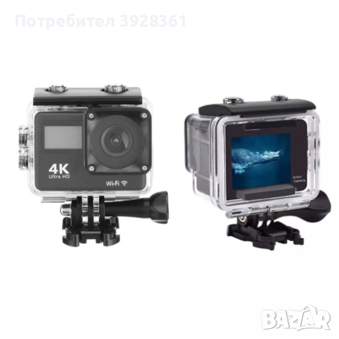 Водоустойчива спортна екшън камера 4K Ultra HD, снимка 3 - Фотоапарати - 45003953