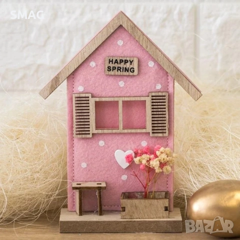 Великденска настолна дървена декоративна къща, 12x4x16 см_1248344, снимка 2 - Декорация за дома - 54226677