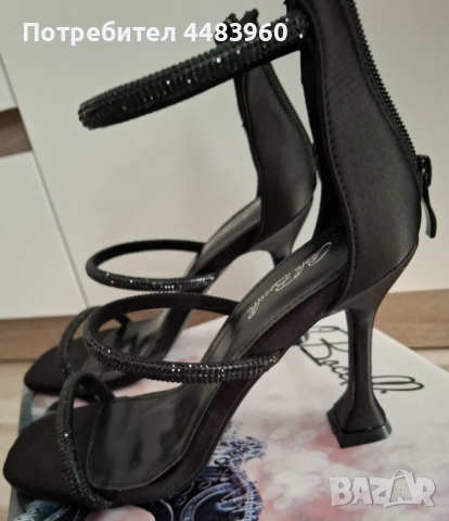 Елегантни черни сандали на ток, снимка 2 - Сандали - 54267942