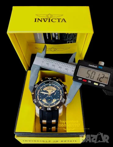 часовник INVICTA Pro Diver Black and Gold, 50 mm, Инвикта нов , снимка 3 - Мъжки - 47451677