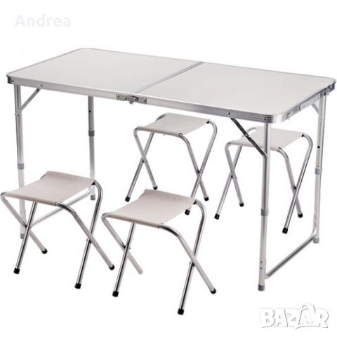 Сгаваема маса за къмпинг с 4 стола, снимка 4 - Маси - 45101701