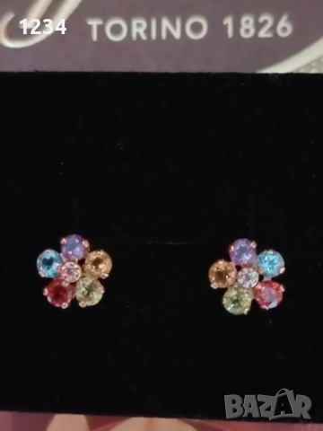  Златни обеци МEXICO  с диаманти и микс от естествени камъни ръчна изработка, снимка 6 - Обеци - 53932380