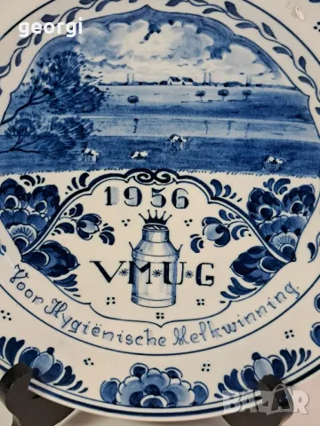 декоративна порцеланова чиния за стена  Delft 25/4, снимка 2 - Декорация за дома - 50214745