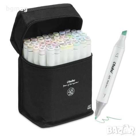 Ohuhu Oahu-01 Art Markers Set-перманентни маркери, комплект 48 пастелни цвята
