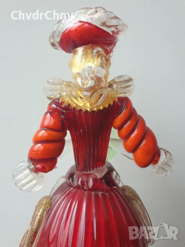 Murano стъкло статуетки 21см/2бр Мурано стари венециански стъклени фигури/танцьори-злато, снимка 5 - Статуетки - 50372542