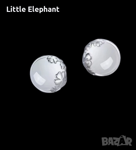 Сребърни обеци топчета дизайнерски модел с детелинки,колекция"Luck",нови