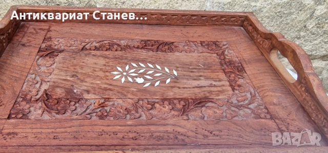 Колекция от  дървени подноса, изработени в Индия, снимка 4 - Антикварни и старинни предмети - 50752153
