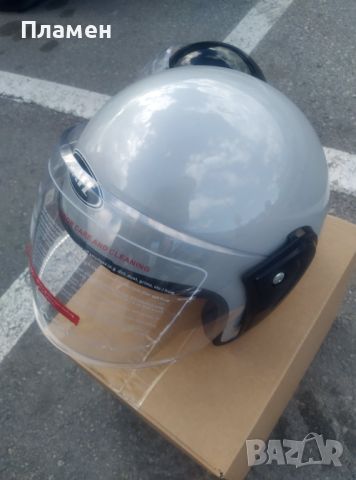 Шлем, каска за мотор скутер мотопед с визьор SAFE сива, черна,, снимка 9 - Аксесоари и консумативи - 36676838