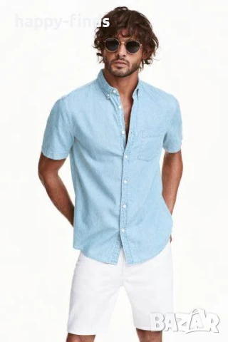 Дънкова риза H&M къс ръкав 100% памук, снимка 1