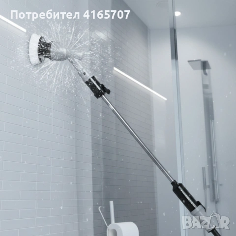 Водоустойчива електрическа почистваща четка с литиево-йонна батерия и регулируема дръжка, снимка 4 - Други стоки за дома - 53529386