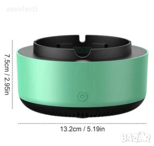 💨 Бездимен Пепелник с Филтър и Вентилатор – USB Зареждане (За Дом, Офис, Кола), снимка 2 - Други - 52556529