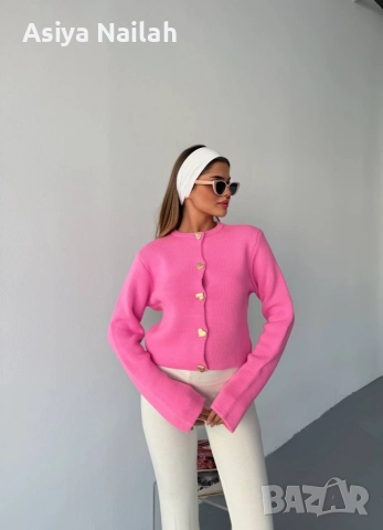 Розова жилетка Heart Button – Нова, качествена, турско производство, снимка 3 - Жилетки - 52795247