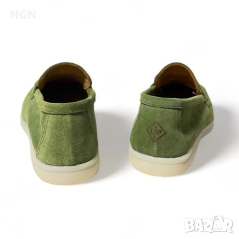 Комфортни дамски мокасини в бледо зелено от естествен велур с нежен, подвижен аксесоар, снимка 7 - Дамски ежедневни обувки - 45082392