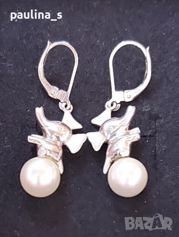 Винтидж / Два чифта / Сребърни обеци с гранати, барокови и Акоя перли и карнеол / проба 925 , снимка 13 - Обеци - 45914244