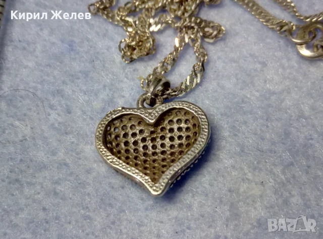 СКЪПОЦЕНЕН СРЕБЪРЕН ПЕНДАНТ СЪРЧИЦЕ сБЛЕСТЯЩИ ЦИРКОНИ и ФИНА СРЕБЪРНА ВЕРИЖКА СРЕБРО 925 КОЛИЕ 28710, снимка 8 - Колиета, медальони, синджири - 50532460