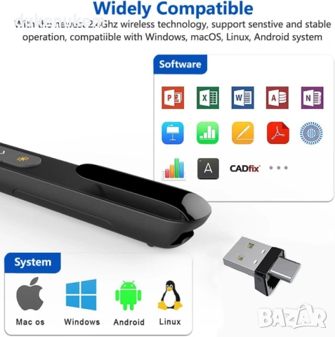 Безжично дистанционно за презентации с USB / USB-C, снимка 5 - Друга електроника - 53082656