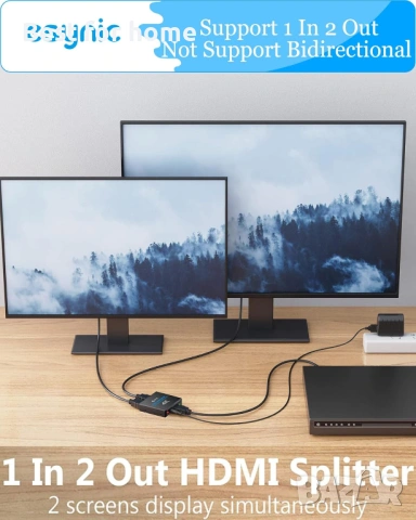 eSynic 4K/30HZ HDMI сплитер 2-посочен HDMI сплитер 1 вход 2 изхода HDMI сплитери HDMI 1.4 , снимка 4 - USB кабели - 53485653