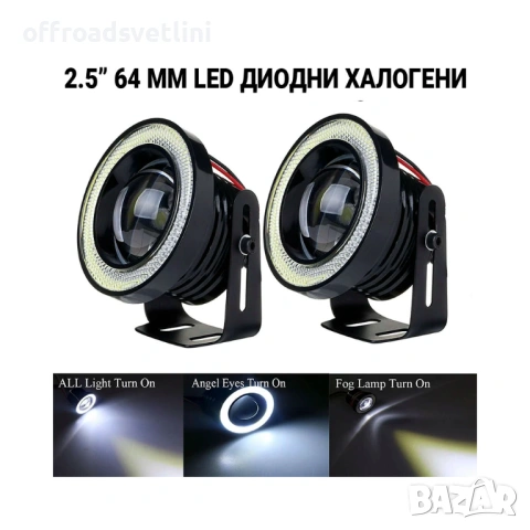 LED Халогени Лупи за Вграждане 64 мм с Ангелски Очи – Модел PG469