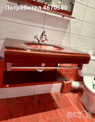 Комплект мивка от стъкло и огледало, снимка 2 - Мивки - 53791926