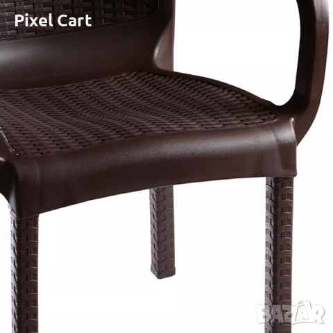 Удобен градински стол от полипропилен - Кафяв, снимка 3 - Столове - 44989841